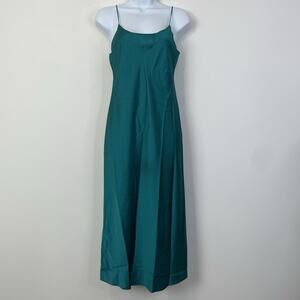 J. Crew Gwyneth Satin Slip Midi Dress Emerald Green‎ Size 00 BV496